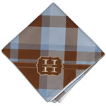 Two Color Plaid Cloth Dinner Napkin - Single w/ Name and Initial