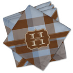 Two Color Plaid Cloth Cocktail Napkins - Set of 4 w/ Name and Initial