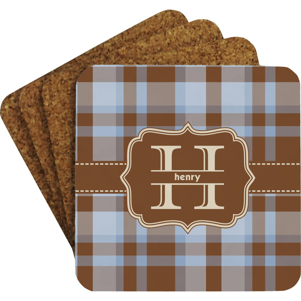 Two Color Plaid Coaster Set (Personalized)