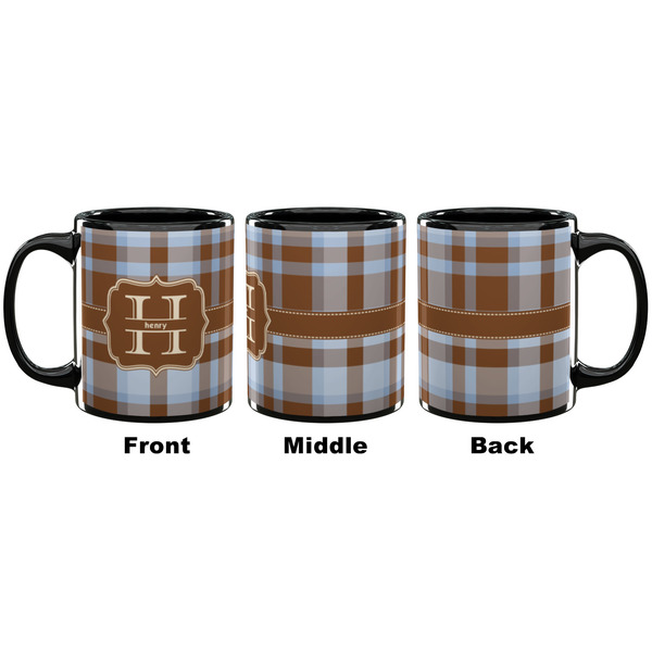 Two Color Plaid Coffee Mug - 11 oz - Black APPROVAL