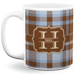 Two Color Plaid 11 Oz Coffee Mug - White (Personalized)