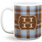 Two Color Plaid 11 Oz Coffee Mug - White (Personalized)