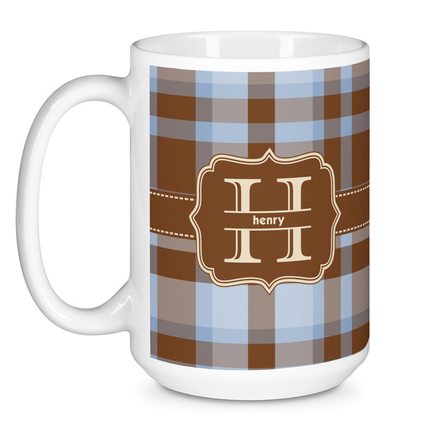 Two Color Plaid Coffee Mug - 15 oz - White