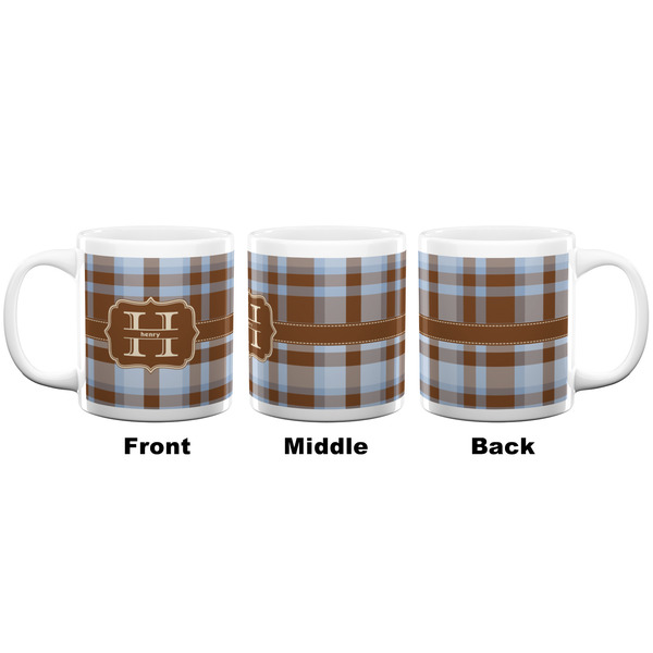 Two Color Plaid Coffee Mug - 20 oz - White APPROVAL