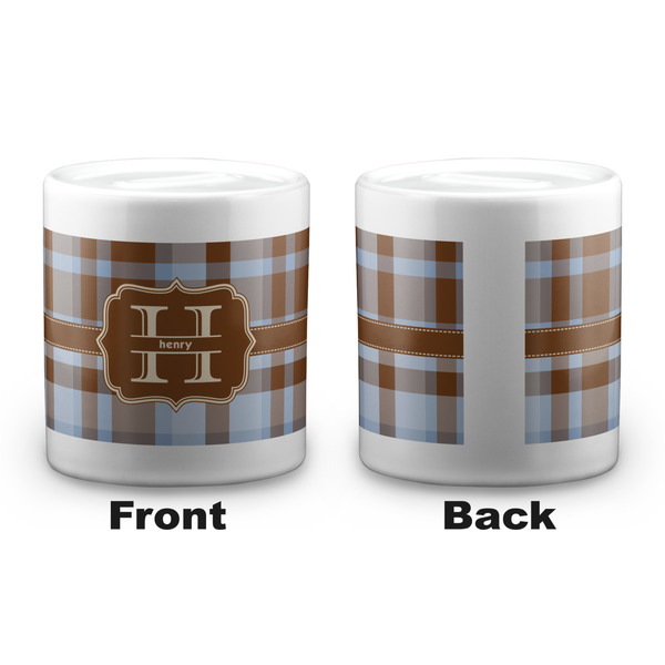 Two Color Plaid Coin Bank - Apvl