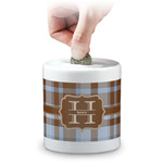 Two Color Plaid Coin Bank (Personalized)