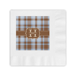 Two Color Plaid Coined Cocktail Napkins (Personalized)