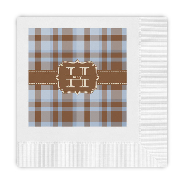Custom Two Color Plaid Embossed Decorative Napkins (Personalized)