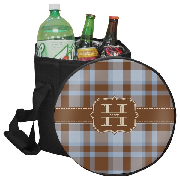 Custom Two Color Plaid Collapsible Cooler & Seat (Personalized)