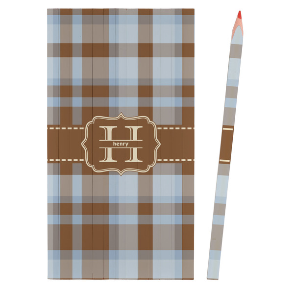 Two Color Plaid Colored Pencils - Front View