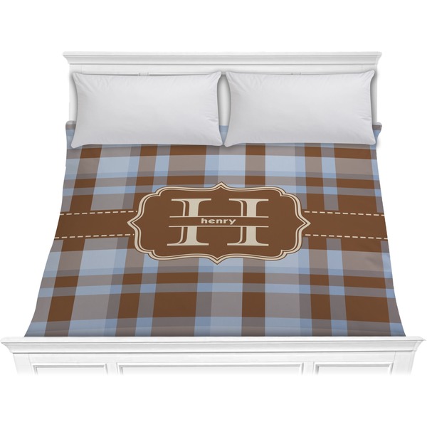 Custom Two Color Plaid Comforter - King (Personalized)