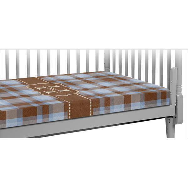 Custom Two Color Plaid Crib Fitted Sheet w/ Name and Initial