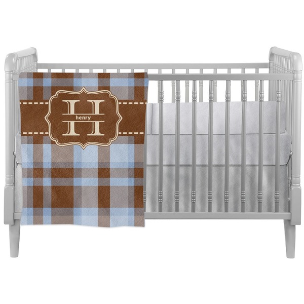Custom Two Color Plaid Crib Comforter / Quilt (Personalized)