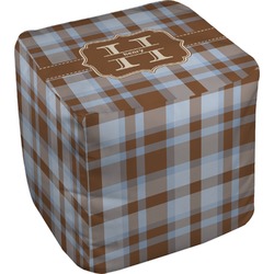 Two Color Plaid Cube Pouf Ottoman (Personalized)