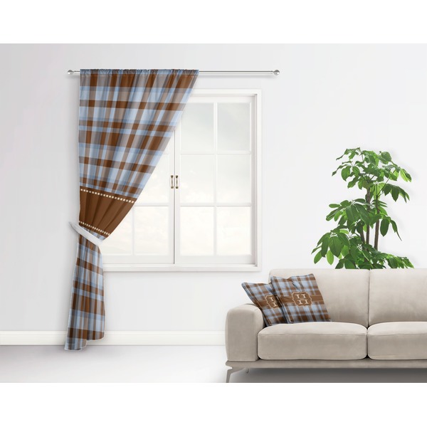 Two Color Plaid Curtain With Window and Rod - in Room Matching Pillow