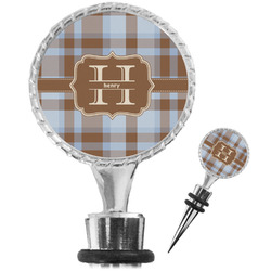 Two Color Plaid Wine Bottle Stopper (Personalized)