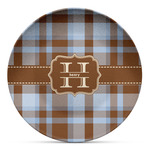 Two Color Plaid Microwave Safe Plastic Plate - Composite Polymer (Personalized)