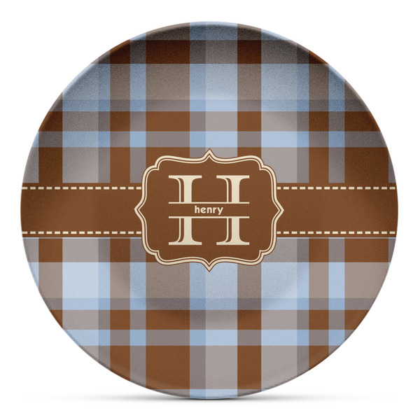 Custom Two Color Plaid Microwave Safe Plastic Plate - Composite Polymer (Personalized)