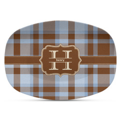 Two Color Plaid Plastic Platter - Microwave & Oven Safe Composite Polymer (Personalized)