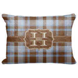 Two Color Plaid Decorative Baby Pillowcase - 16"x12" w/ Name and Initial
