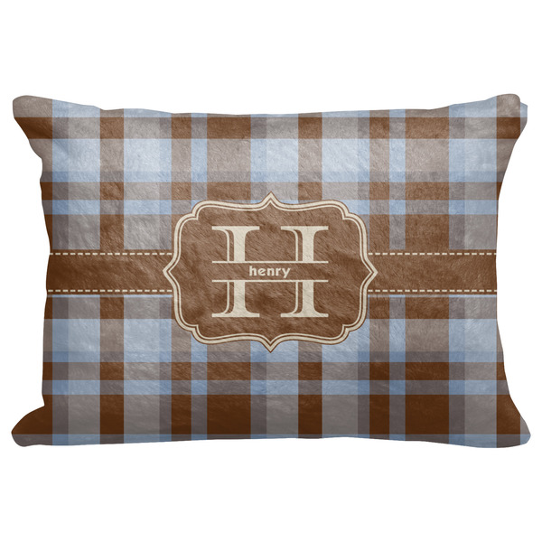 Custom Two Color Plaid Decorative Baby Pillowcase - 16"x12" w/ Name and Initial