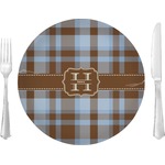 Two Color Plaid 10" Glass Lunch / Dinner Plates - Single or Set (Personalized)