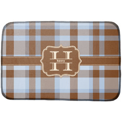 Two Color Plaid Dish Drying Mat w/ Name and Initial
