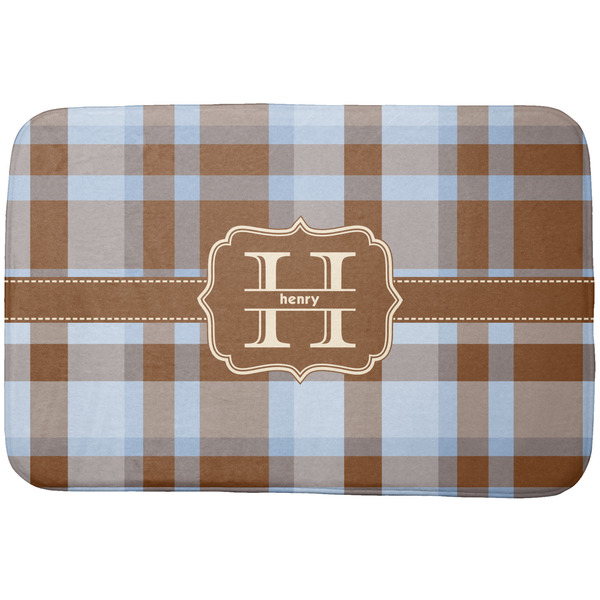 Custom Two Color Plaid Dish Drying Mat w/ Name and Initial