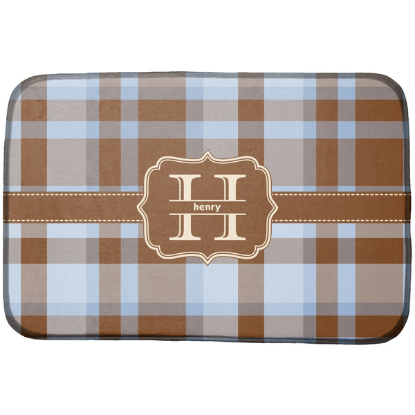 Custom Two Color Plaid Dish Drying Mat w/ Name and Initial