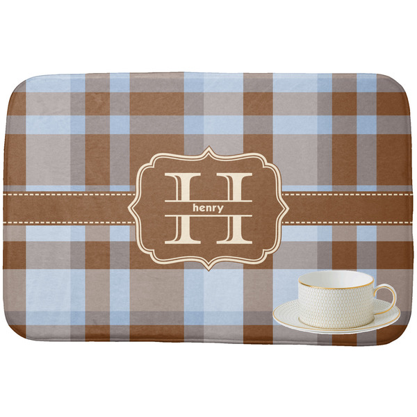Two Color Plaid Dish Drying Mat - with cup