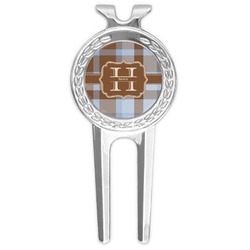 Two Color Plaid Golf Divot Tool & Ball Marker (Personalized)