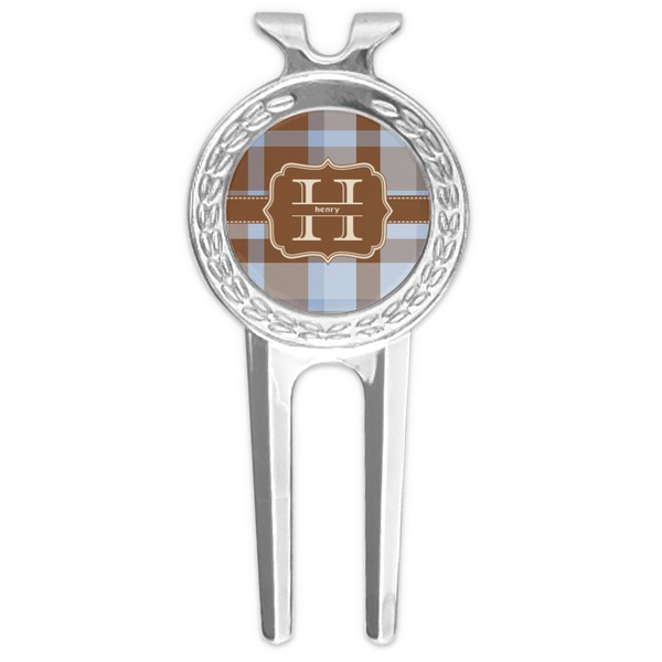 Custom Two Color Plaid Golf Divot Tool & Ball Marker (Personalized)