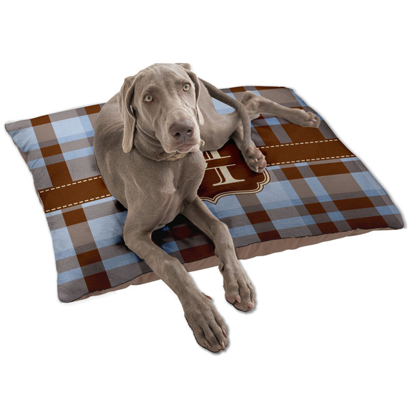 Custom Two Color Plaid Dog Bed - Large w/ Name and Initial