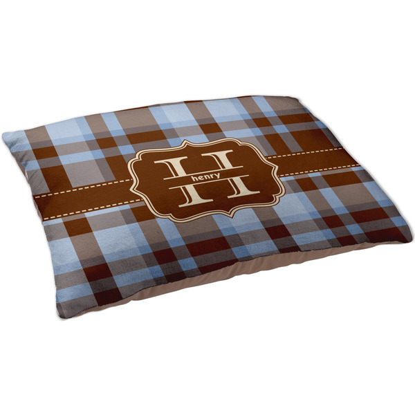 Two Color Plaid Dog Bed - Large