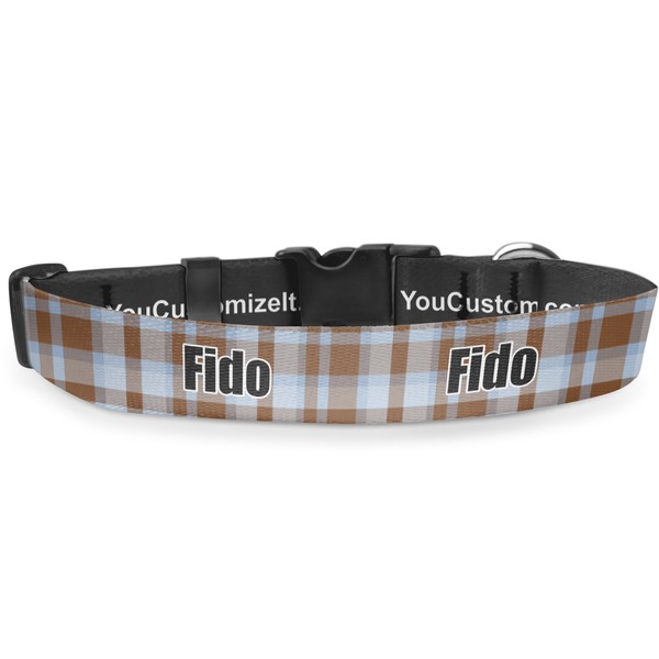 Custom Two Color Plaid Deluxe Dog Collar - Extra Large (16" to 27") (Personalized)