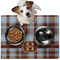Two Color Plaid Dog Food Mat - Medium LIFESTYLE