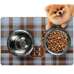 Two Color Plaid Dog Food Mat - Small w/ Name and Initial