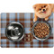 Two Color Plaid Dog Food Mat - Small LIFESTYLE