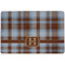 Two Color Plaid Dog Food Mat - Small without bowls