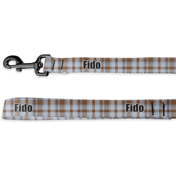 Custom Two Color Plaid Deluxe Dog Leash - 4 ft (Personalized)