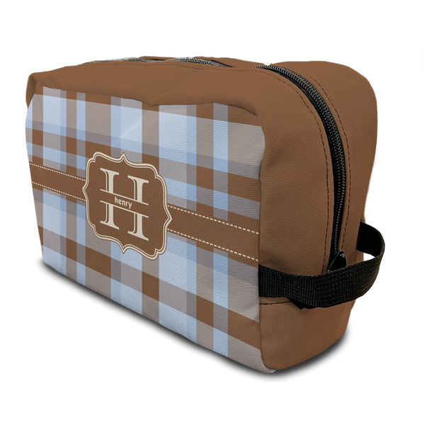 Custom Two Color Plaid Toiletry Bag / Dopp Kit (Personalized)