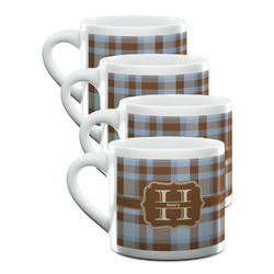 Two Color Plaid Double Shot Espresso Cups - Set of 4 (Personalized)