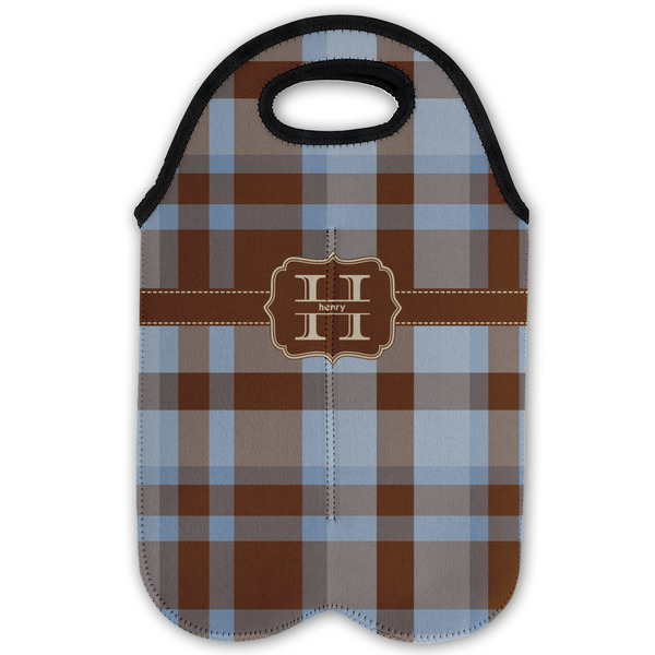 Two Color Plaid Double Wine Tote - Flat (new)