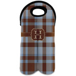 Two Color Plaid Wine Tote Bag (2 Bottles) (Personalized)