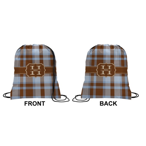 Two Color Plaid Drawstring Backpack Front & Back Small