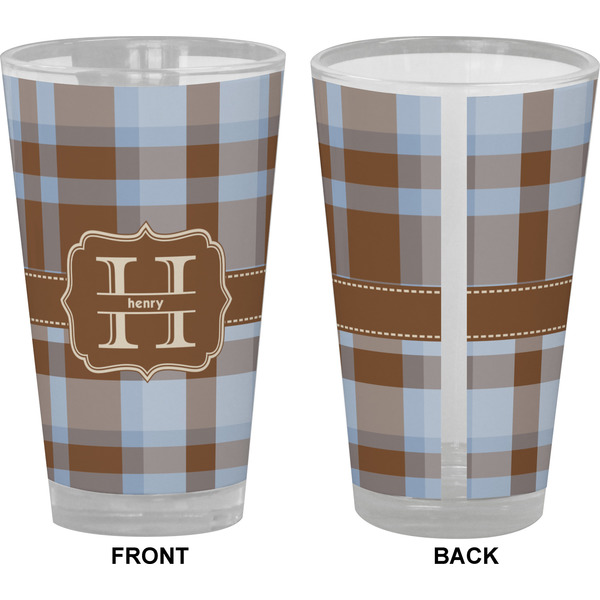 Two Color Plaid Pint Glass - Full Color - Front & Back Views