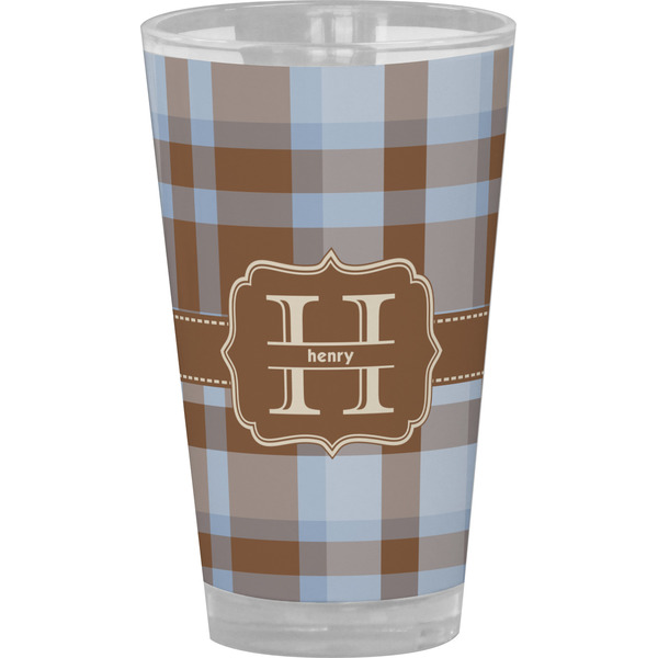 Custom Two Color Plaid Pint Glass - Full Color (Personalized)