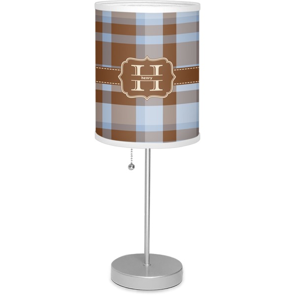 Custom Two Color Plaid 7" Drum Lamp with Shade Polyester (Personalized)