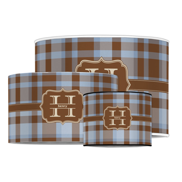 Two Color Plaid Drum Lampshades - MAIN