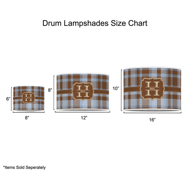 Two Color Plaid Drum Lampshades - Sizing Chart